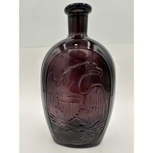 Vintage Wheaton Glass Embossed Lady Liberty/American Eagle Purple Bottle
